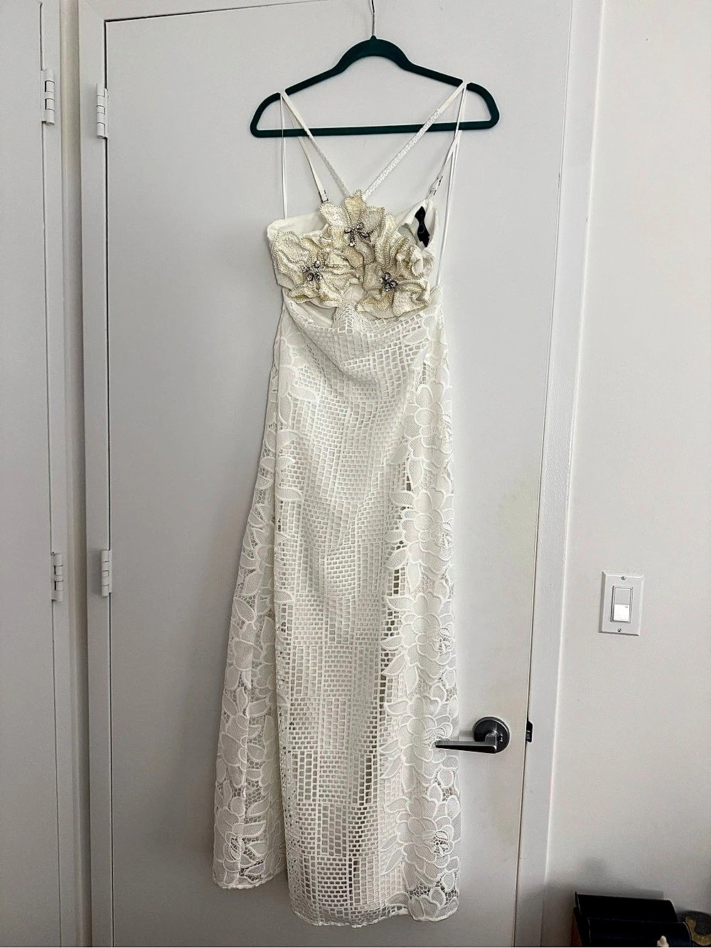 PatBO 3D Floral Applique Midi Dress White Maxi Dress